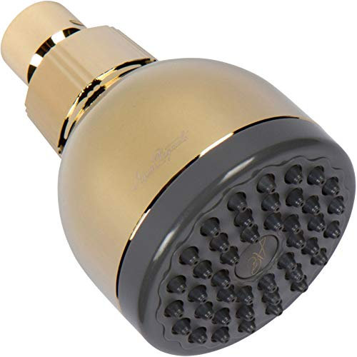 Low Water Pressure Shower Heads - Best High Pressure Boosting Wall Mount Showerhead - Indoor and Outdoor Modern Bath Spa Head, 1.8 GPM - Polished Brass & California Certified
