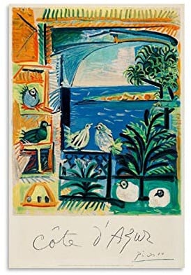 HHRF Côte D'Azur von Pablo Picasso Französische Regierung 1962 Leinwand-Kunstdruck, Retro, Reise-Kunstdruck, moderne Familien-Badezimmerdekoration, 60 x 90 cm