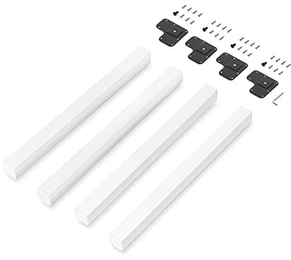 Emuca - Pieds carrés pour Table, 50x50x710mm, Peint en Blanc, Acier