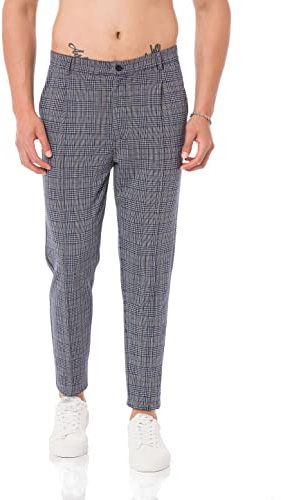 Redbridge Pantalon de jogging chino pour homme - Pantalon de jogging - Pantalon de loisirs à carreaux, gris, L