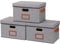 OUTBROS Storage Baskets with Lids, Collapsible Bins for Shelves, Fabric Cube Organiser, Home Office Clothes Containers, 38 x 25 x 25 cm, Grey, 3-Pack