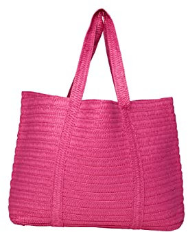PIECES Damen Pcloma Straw Shopper Tasche, Shocking Pink, Einheitsgröße EU