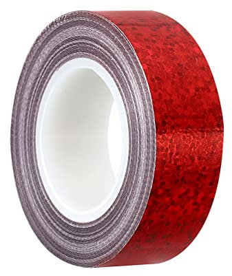 PATIKIL Étincelle Paillettes Ruban 15mm x 5m, 1 Paquet Holographique Art Prisme Masquage Rubans Autocollant pour Bricolage Art Artisanat Enveloppement Décoration, Rouge