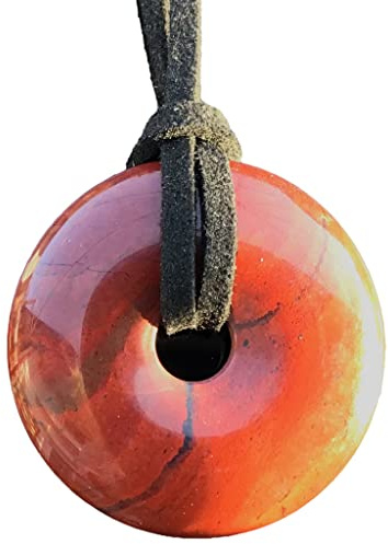 Steinfixx® - Premium Mahagoni Obsidian Donut optional als Kette mit Silber- oder Goldanhänger und 80cm Lederband | Heilstein | Edelstein | Chakra-Stein