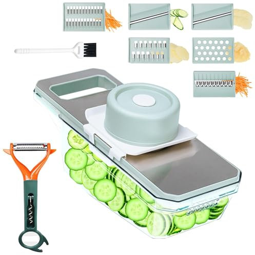 9 in 1 Mandoline Gemüsehobel,reibe für gemüse,gemüsehobel & - schneider,Mit 6 Formen in verschiedenen Größen und Formen,Effiziente Verkürzung der Kochzeit