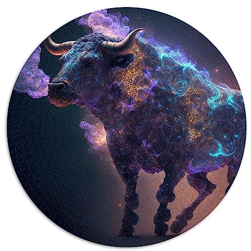 Bull-Puzzles für Erwachsene, Puzzle-Puzzles, 1000-teilige Puzzles für Erwachsene und Kinder, rundes Puzzle für Erwachsene, Kinder ab 12 Jahren (67,5 x 67,5), 1000 Teile