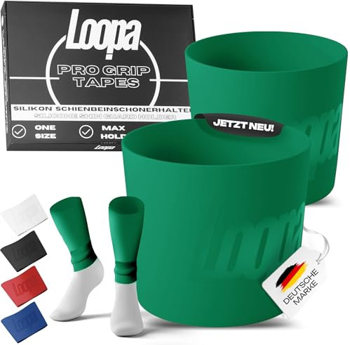 LOOPA® Pro Grip Tapes Fußball Schienbeinschonerhalter aus hochwertigem Silikon für Herren, Damen & Kinder (ab12J.) | Fußball Stutzenhalter | Shin Guard Holder | Shin Pad Stay