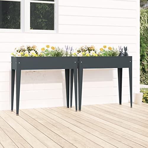 GuyAna Jardineras 2 Unidades Acero galvanizado Jardinera Rectangular Jardineras Exterior Balcon