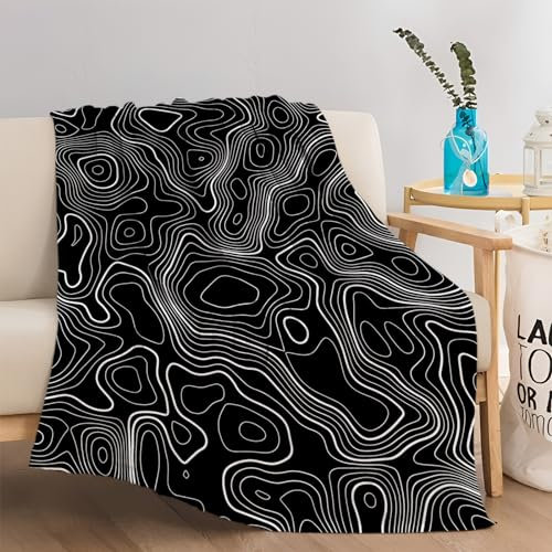 Kuscheldecken Schwarz-Weiß-Muster 180x200 cm Weich Decke Flanelldecke Weich Wohndecke Mikrofaser Sofadecke Wolldecke Für Kinder Erwachsene Decken 3D-Digitaldruck