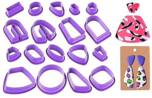 WERIGONI 18PCS moules à biscuits en argile polymère Moules à biscuits en forme d'argile polymère pour découper des formes uniques afin de créer des boucles d'oreilles colorées et uniques