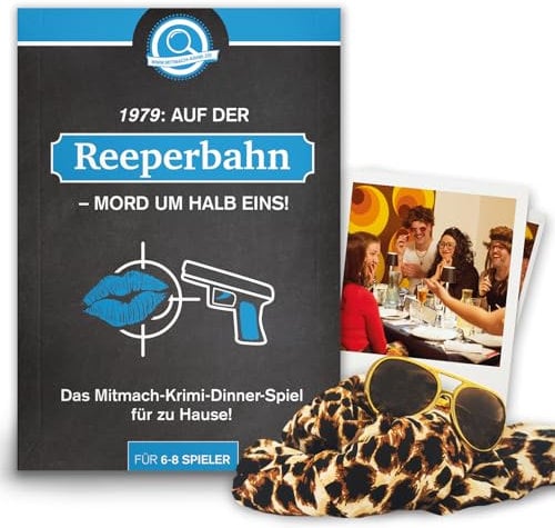 Krimispiel - Krimidinner 6-8 Personen – 1979 - Auf der Reeperbahn Mord um halb eins – Geschenk für Freunde – Gesellschaftsspiel – Hamburger Kiez