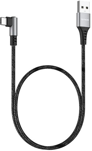 HOTNOW Cavo USB C corto ad angolo retto 0,5 m 2 pezzi, 50 cm da USB A a USB C Cavo intrecciato a 90 gradi compatibile con iPhone 16/16 Pro, iPhone 15/15 Pro/15 Pro Max, iPad Pro/Air