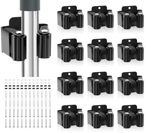 gaoduanluoluo 6/12 Pièces Accroche Balai Mural, Porte Balais Mural, Support Balais Mural, Rangement Balai pour Salle De Bain Cuisine Bureau Placard Jardin Garage (12)