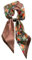 GIMIRO Satin Seidenschal 148 x 13,5 cm Krawatte Double Layer Bund für Blazer, Mantel, Kleid (Coffee Green Orange Flowers)