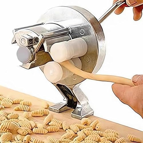 Macchina per la pasta in acciaio inox con rulli per cavatelli, maccheroni, spaghetti, fettucini, gnocchi e orecchiette