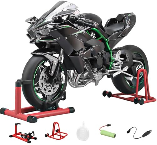 Cubertime 1: Kit de modelo de motocicleta 6 – Motocicleta fundida a presión de aleación con características de sonido y luz realistas, efectos interactivos, regalos para adultos y aficionados mayores