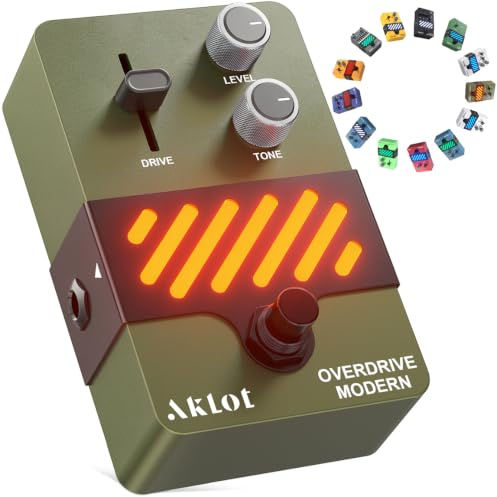 AKLOT Modernes Overdrive Gitarrenpedal: von Light Breakup bis Rich Saturated Drive, Dynamic Touch-Responsive Overdrive, Gain & Tone Controls, Mini E-Gitarrenpedal mit True Bypass, NEON Torque