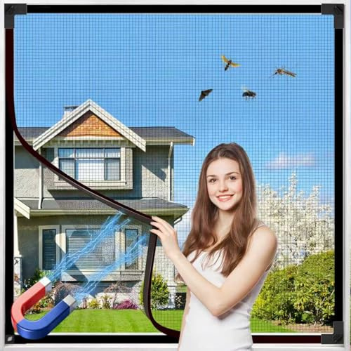 auvstar Fliegengitter Fenster Magnet,Insektenschutz Magnetfenster,150x200 DIY Insektenschutz Zuschneidbar,Verbreitern Selbstklebender Magnetrahmen Mückenschutz Netz,Ohne Bohren,Einfache Montage