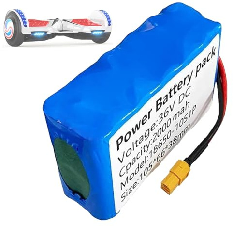 SSCYHT Wiederaufladbarer Akku 36V Lithium-Akku 36V 2Ah Hoverboard-Akkus 10S1P Ersatzakkus für Balance-Cars für 50W- bis 75W-Motoren mit BMS und XT60-Anschluss,36v2ah 1pack