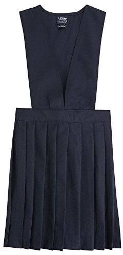 French Toast Big Girls' Stacy V-Neck Wide Strap Jumper - Blue - Small