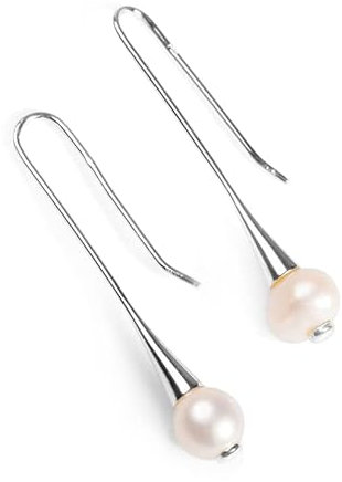 Freshwater White Pearl and Sterling Silver Open Hook Earrings, Drop Earrings, Cultured White Pearl Jewellery, Bridal Earrings, Statement Earrings