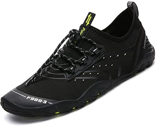 SAGUARO Badeschuhe Strandschuhe Aquaschuhe Wasserschuhe Surfschuhe Schwimmschuhe für Damen Herren Kinder, Schwarz 46