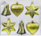 MAGIC 6 STK. Weihnachtskugeln Kunststoff 9cm Formen-Sortiment Glocke Herz und Stern Christbaumschmuck Weihnachtsdeko Weihnachtsschmuck Olive Green-Mix - olivgrün