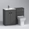 1000mm Modern Indigo Grey Gloss Bathroom 2 Doors Minimalist Vanity Unit Basin Sink & Qubix Pan + Toilet Furniture Set