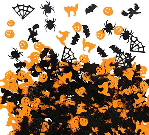 Bimkole Halloween Konfetti Tischstreuung, Kürbisse Spinnen Fledermäuse Hexen, Dekorationen Plastikmischung Konfetti für Halloween Party Haunted House Favor Dekoration Zubehör (100g)