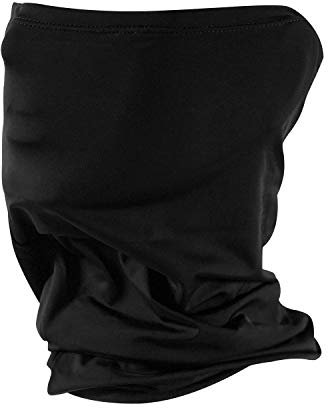 WOLF FRIENDS Schlauchschal mit Ohrtasche, Multifunktionales Halstuch Bandana Mundschutz Elastisch Atmungsaktiv Pflegeleicht, Einfarbig Schwarz (Schwarz 1stk)