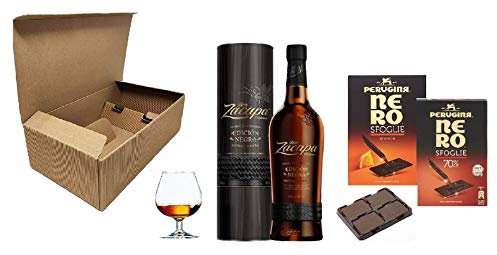 Cofanetto Degustazione Rum -ZACAPA- con due confezioni di Sfoglie di Purissimo Cioccolato Perugina più Bicchiere Napoleon in vetro da Meditazione (Zacapa Edition Negra)