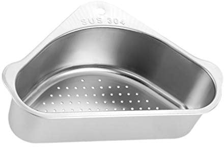 DOITOOL Sink Strainer Basket Stainless Steel Triangular Sink Drain Shelf Corner Storage Rack Sucker Multifunctional Kitchen Side Sink Filter Sink Sponge Holder Bathroom Soap Box Organizer