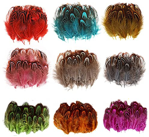 MWOOT 180 Stück Basteln Deko Federn, 4-8CM Bunt Bastelfeder, Hahnenfeder für DIY Traumfänger Handarbeiten Verzierungen Zeremonie Dekoration Zubehör