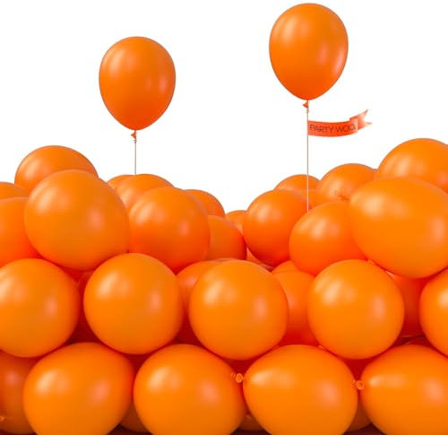 PartyWoo Luftballons Orange, 120 Stück 5 Zoll Luftballons Klein, Latex Luftballons, Luftballons Matt, Latexballons, Luftballons für Geburtstagsdeko, Babyparty, Hochzeitsdeko, Taufe Deko, Partydeko