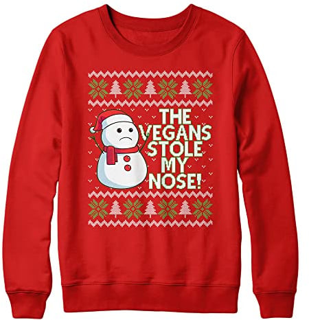 Purple Print House Vegan Snowman Christmas Sweater Mens The Vegans Stole My Nose Christmas Jumper Vegetarian