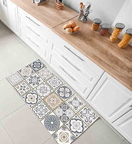 TAPPETIK tappeto in vinile, PVC, Stampa digitale ALTA qualità, Ampia gamma di colori, Disegni e misure (50 x 140 cm, Mattonella semplice)