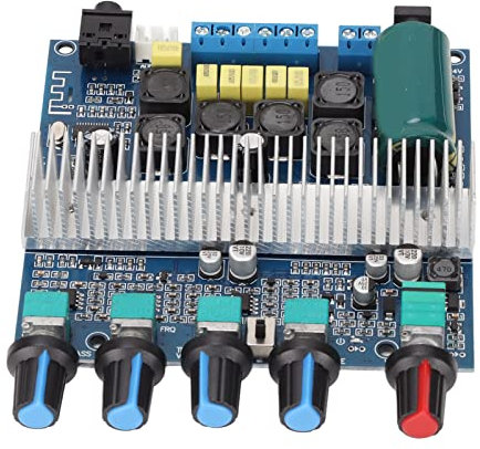 Bewinner Bluetooth Amplifier Board, 2X50W+100W 2.1 Channel HIFI High Power Amplifier Board with Treble and Bass Control for DIY Store Home Theater Speakers