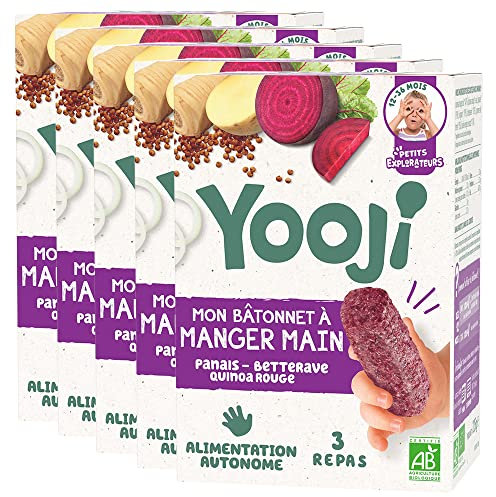 Yooji - Bâtonnets à manger-main betterave & quinoa bio – 15 repas bébé DME dès 12 mois - Lot 5x225g