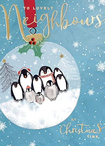 To Lovely Neighbours Fun Hand-Finished Christmas Card Family Xmas Cards SMF035