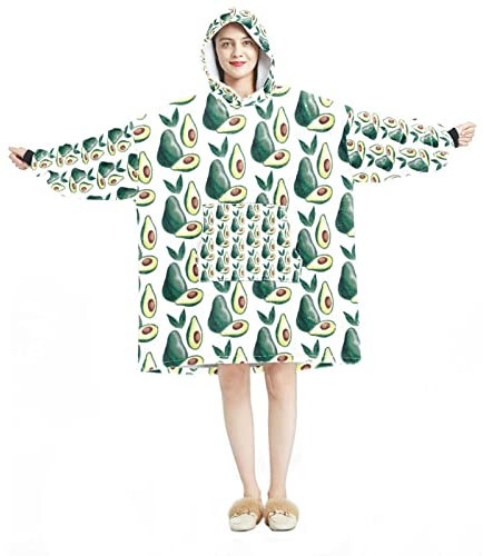 Avocado Nahtloses Muster tragbare Decke Hoodie, übergroße Kapuzendecke Sweatshirt, Mehrfarbig, Einheitsgröße