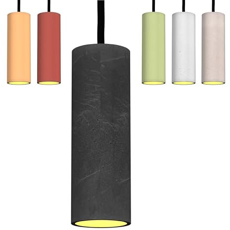 Betoniq Pendelleuchte Beton modern mittel NARA20 außen schwarz innen silber - Industrial Design Betonlampe Hängelampe mit LED Glühbirne und Fassung GU10 - Hängeleuchten & Pendelleuchten in Betonoptik