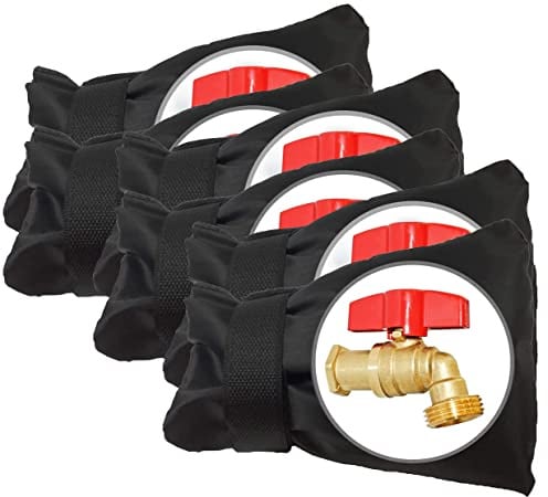 POROLIR Lot de 6 housses de robinet d'extérieur pour protection contre le gel hivernal, 21,6 x 15,5 cm (H x l) - Chaussettes épaisses et réutilisables pour robinet d'extérieur - Imperméables - Noir
