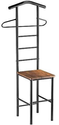 CARO-Möbel Herrendiener JIVO Stummer Diener Kleiderständer, Metallgestell schwarz und Ablage in Vintage, 121 cm, Garderobe mit Hosenbügel
