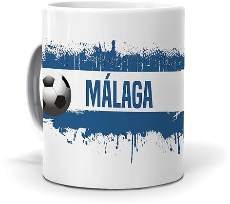 mundohuevo Taza Personalizada con Texto. Regalo Original. Málaga. Regalo Equipo de Futbol. Haz