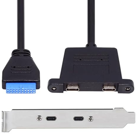 CY Cavo USB3.0 scheda madre 19/20Pin a USB-C Type-C Dual Ports PCI-E femmina Pannello posteriore 5Gbps Cavo