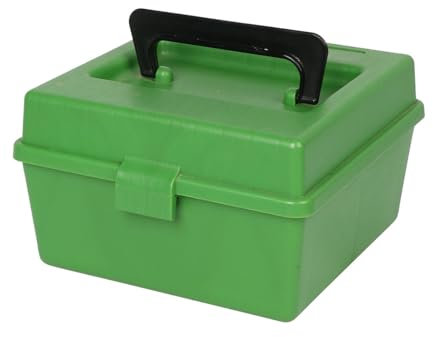 Prothens 100 Round Flip-Top Rifle Ammo Box Plastic Stackable and Lockable Ammo Storage Can Bullet Case Designed for Rifle or Shotgun Ammo Storage-Green 7.75*8.07*4.59