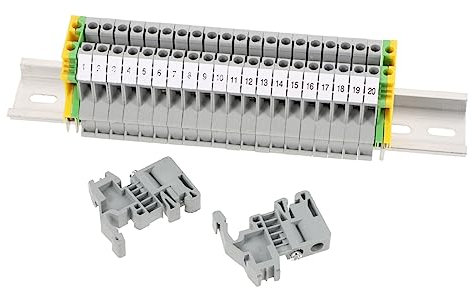 Hemobllo Din Rail Terminal Block Assembly Kit Screw Wire Terminals and End Covers, Universal Mounting Blocks for Automation Projects and Garage Wiring