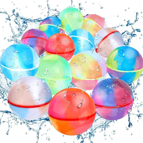 Water Balloons 12 Stück Wiederverwendbare WasserballonsSelbstschließend, Wasserbomben Splash Bälle, Einfaches und schnelles Befüllen, Wasserspielzeug Pool Spielzeug Strandspielzeug für Sommer