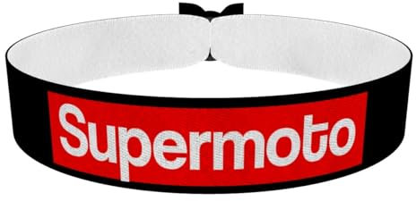 Supermoto Surpreme schwarz Stoffarmband - Wasserfestes Satin Armband für Motorradfahrer - Trendiges Biker Armband - Robustes Moped Zubehör - Cooles Geschenk für Biker - Unisex Streetwear Armband