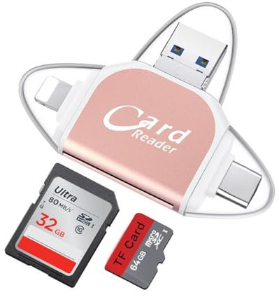 LUCKKY Lecteur de carte SD TF multi-ports 4 en 1 universel, lecteur de carte SD/Micro SD, adaptateur de carte SD micro USB, lecteur de carte mémoire externe USB 3.0, lecteur de carte mémoire micro SD